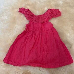 Zara Kids Dress in Bright Pink with Crochet Detail